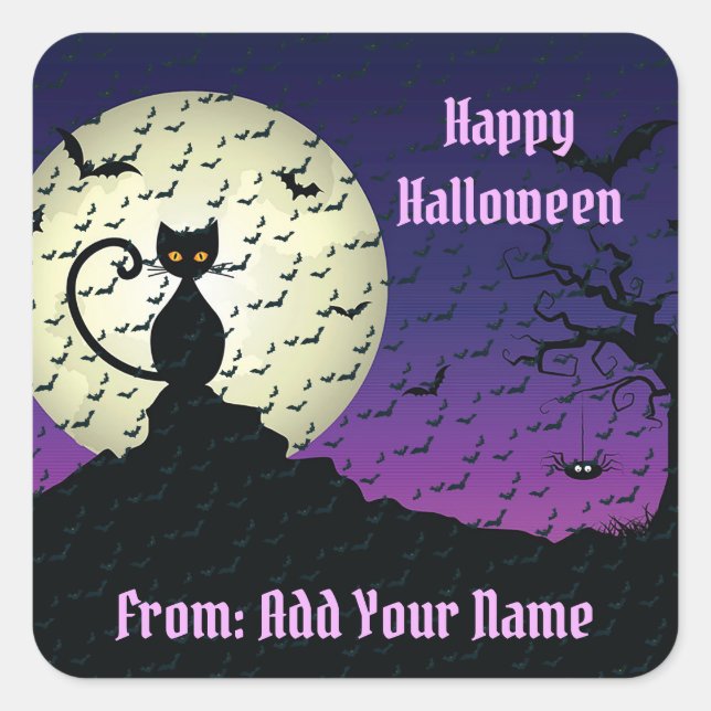 Sticker Carré Happy Halloween temps Éffrayant (Devant)