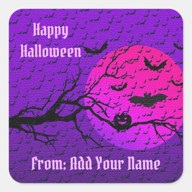 Sticker Carré Happy Halloween temps Éffrayant (Devant)