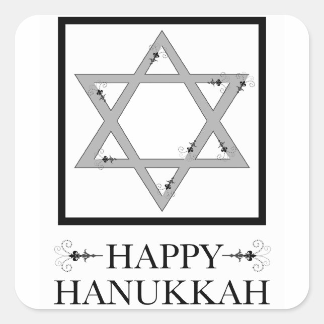 Sticker Carré happy hanoukka (star de david elegance) (Devant)