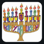 Sticker Carré Happy Hanukkah Dreidels Menorah<br><div class="desc">You are viewing The Lee Hiller Design Collection. Appareil,  Venin & Collectibles Lee Hiller Photofy or Digital Art Collection. You can view her her Nature photographiy at at http://HikeOurPlanet.com/ and follow her hiking blog within Hot Springs National Park.</div>