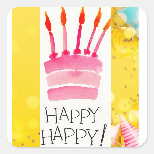 STICKER CARRÉ HAPPY  HAPPY (Devant)