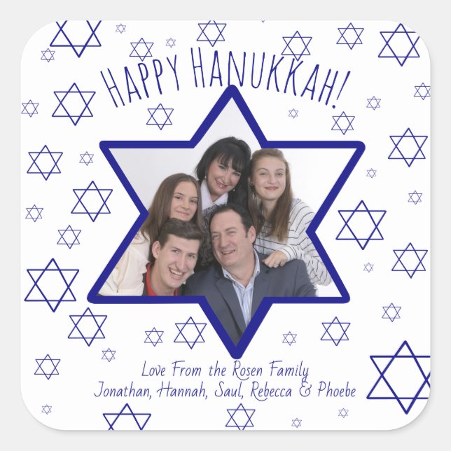 Sticker Carré Happy Happy Hanoukka Star of David Photo Frame (Devant)
