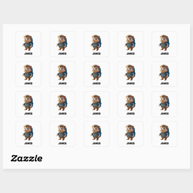 Sticker Carré Happy Hedgehog 4 (Feuille)