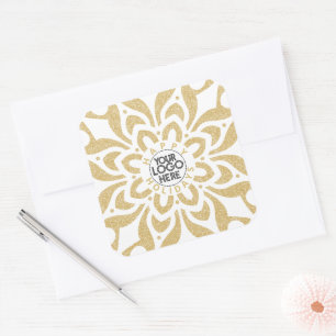 Sticker Carré Happy Holidays Business Logo Snowflake Gold