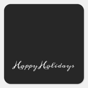 Sticker Carré Happy Holidays Script Enveloppe ou Cadeau Blank
