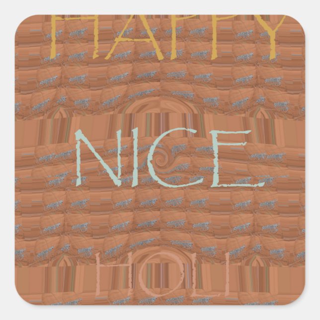 Sticker Carré Happy Holidays Zebra Art Print (Devant)