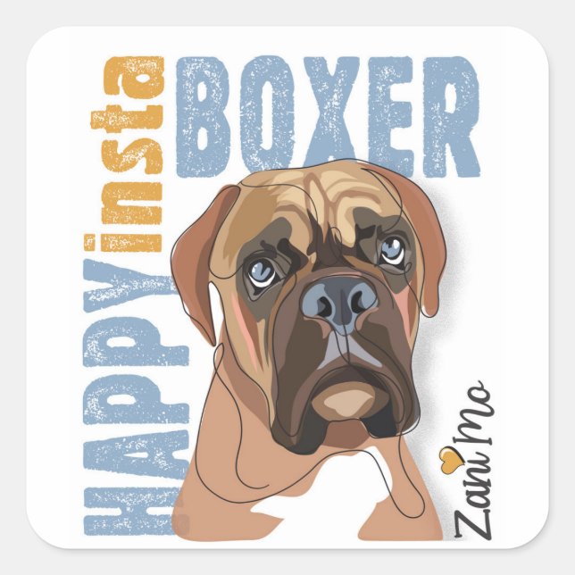 Sticker Carré Happy Insta Boxer - Zani Mo Dog (Devant)
