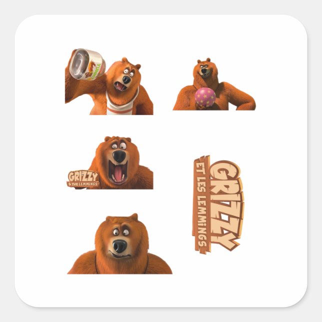 Sticker Carré Happy Lemmings Tabodi et Grizzy (Devant)