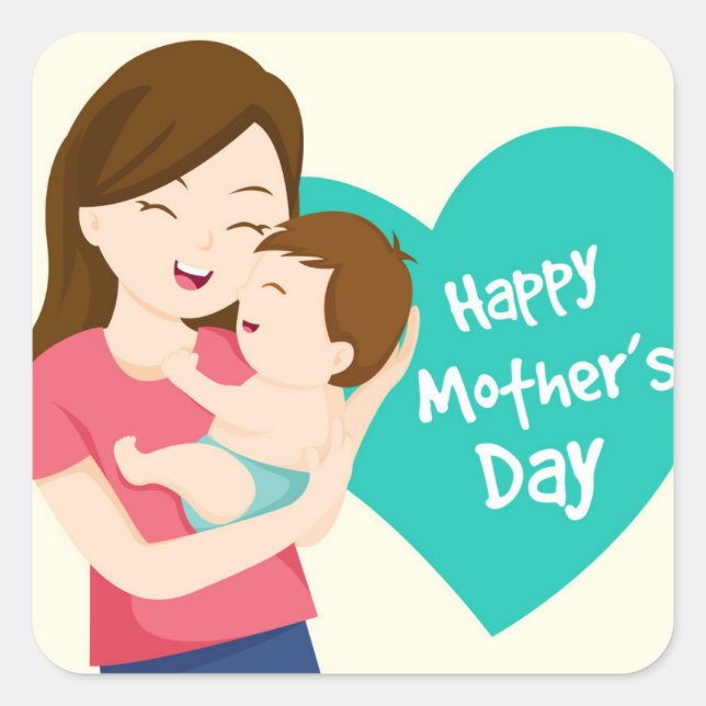 Sticker Carré Happy Mother's Day (Devant)