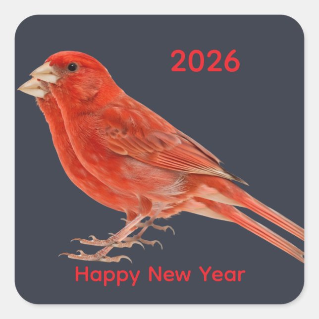 Sticker Carré Happy New Year 2026 Festive Christmas Greenery Des (Devant)