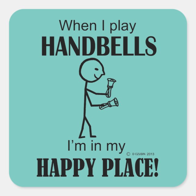 Sticker Carré Happy Place Handbells (Devant)