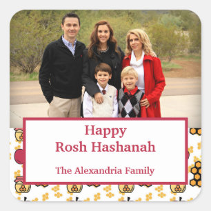 Sticker Carré Happy Rosh Hashanah Juif Nouvel An photo personnal