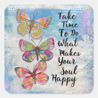 Sticker Carré Happy Soul Butterflies