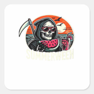 Sticker Carré Happy Summerween Grim Reaper Watermelon Summer Hal