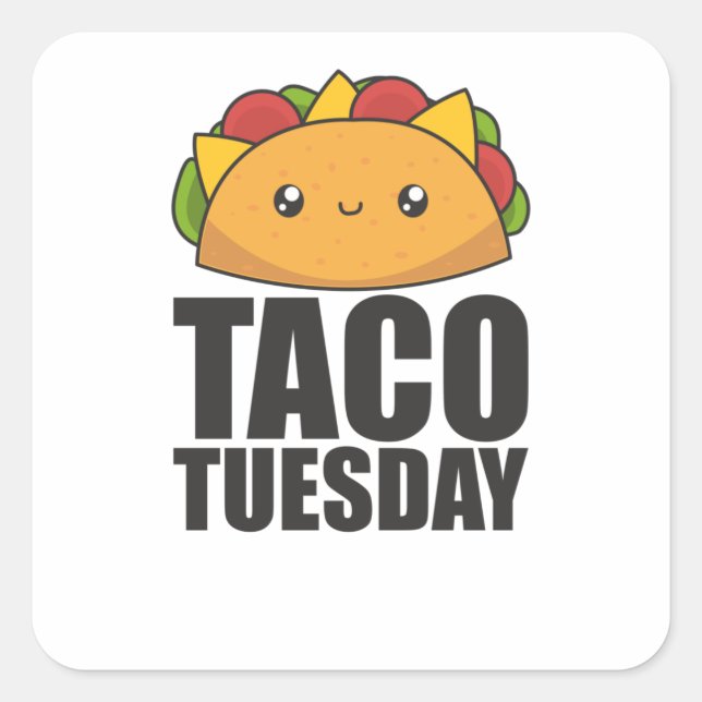 Sticker Carré Happy Taco Tuesday - Mexican Food (Devant)