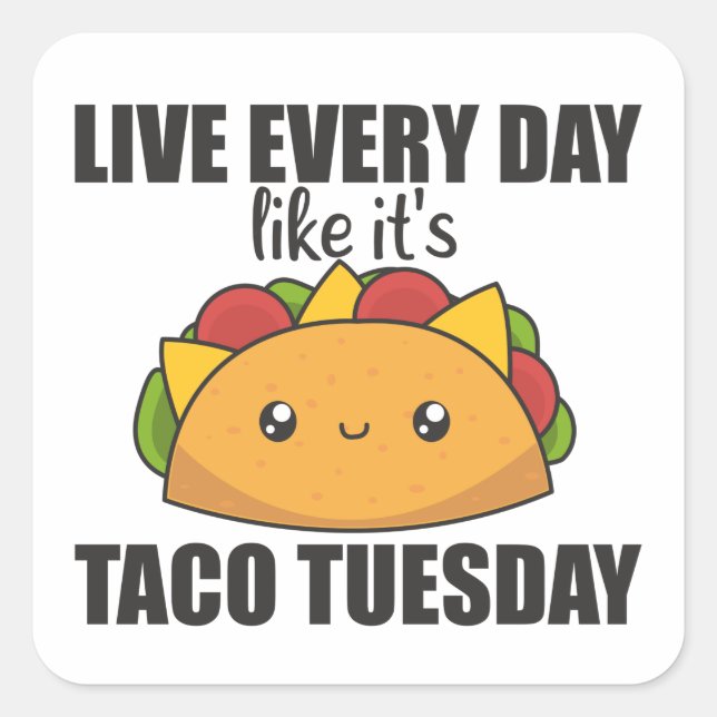 Sticker Carré Happy Taco Tuesday - Mexican Food (Devant)