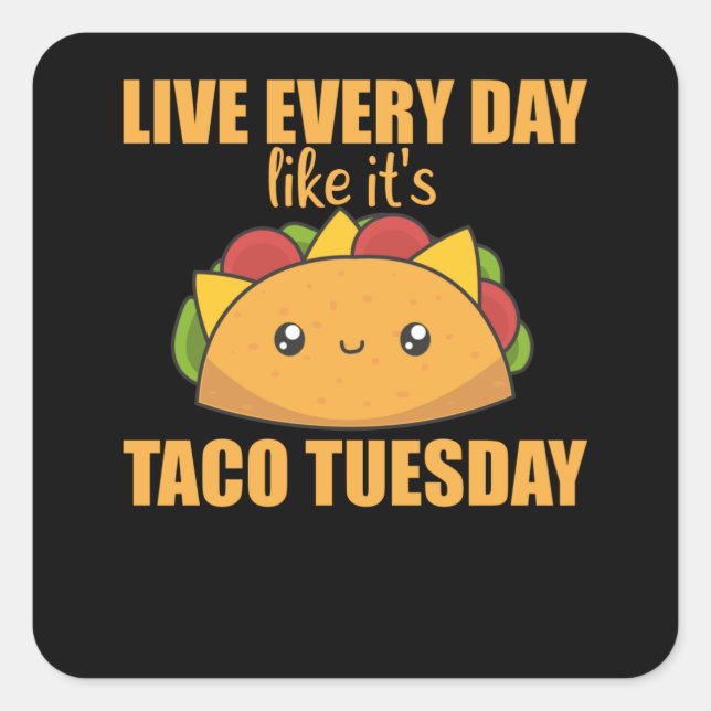 Sticker Carré Happy Taco Tuesday - Mexican Food (Devant)