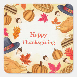 Sticker Carré Happy Thanksgiving