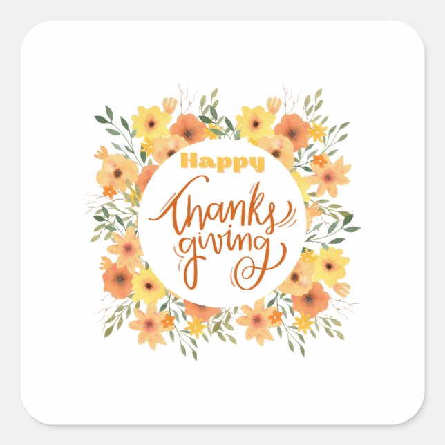 Sticker Carré Happy Thanksgiving (Devant)
