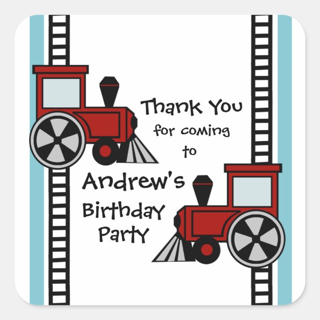 Sticker Carré Happy Tracks/ Rouge (Devant)