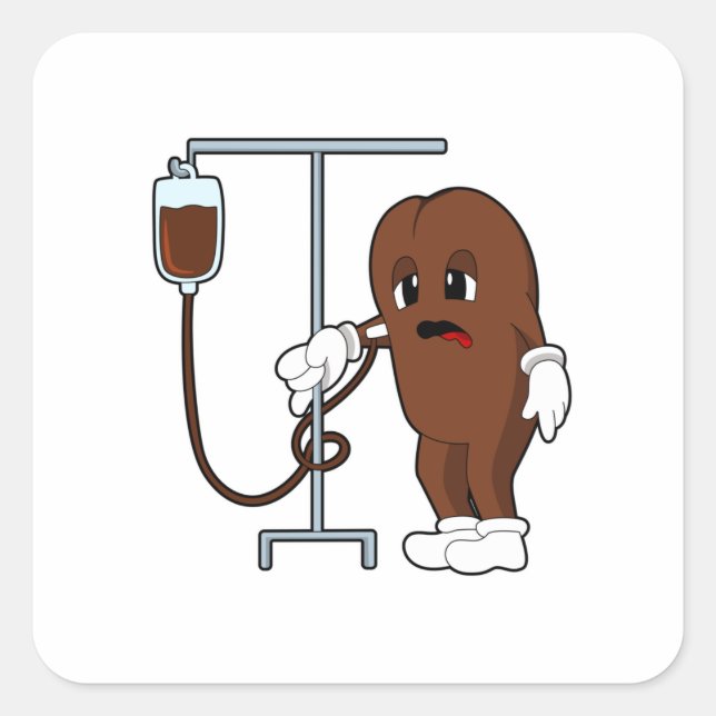 Sticker Carré Haricot de café avec pot de café (Devant)