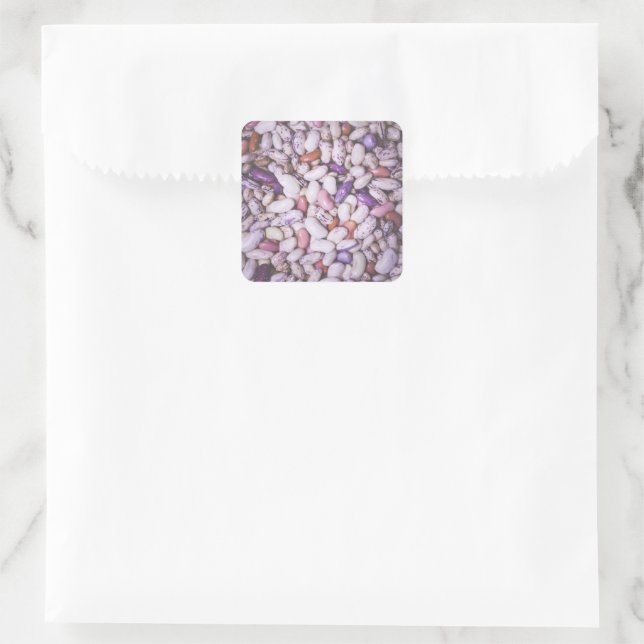 Sticker Carré Haricots cool blancs et violets brillants (Sac)