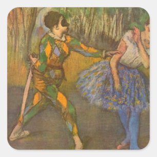 Sticker Carré Harlequin et Columbine par Edgar Degas Art ancien