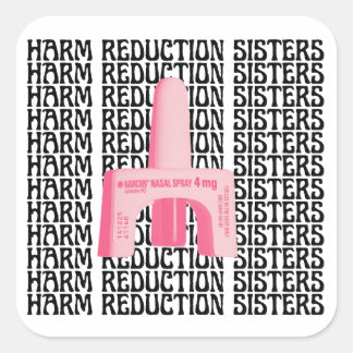 Sticker Carré Harm Reduction Sisters Pink Narcan