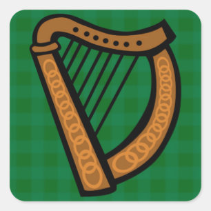 Sticker Carré Harpe celtique irlandaise