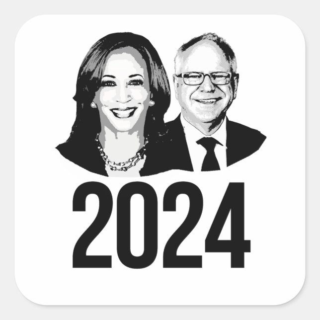 Sticker Carré Harris Walz 2024 (Devant)