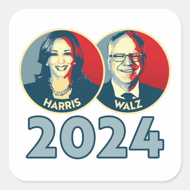Sticker Carré Harris Walz 2024 (Devant)