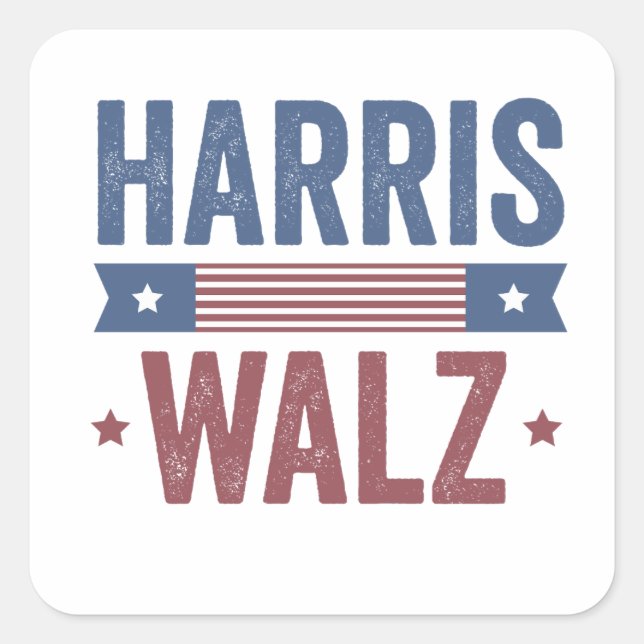Sticker Carré Harris Walz 2024 Election Kamala Tim Waltz America (Devant)