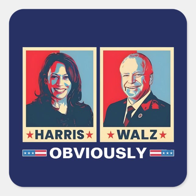 Sticker Carré Harris Walz 2024 Évidemment (Devant)