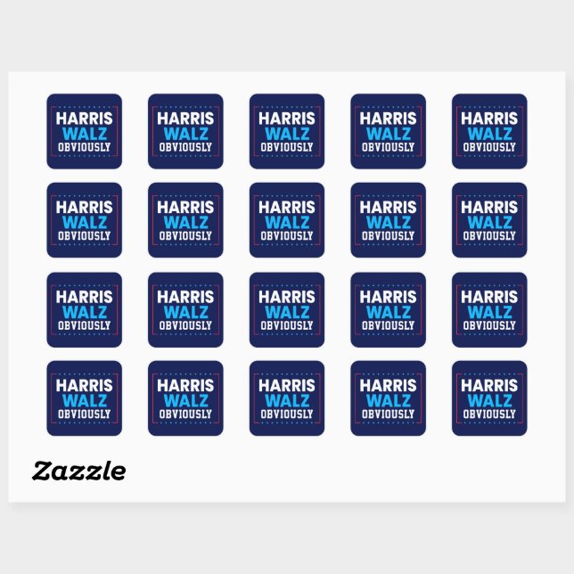 Sticker Carré Harris Walz 2024 Évidemment (Feuille)