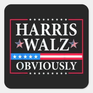 Sticker Carré Harris Walz 2024 Évidemment   Tim Walz
