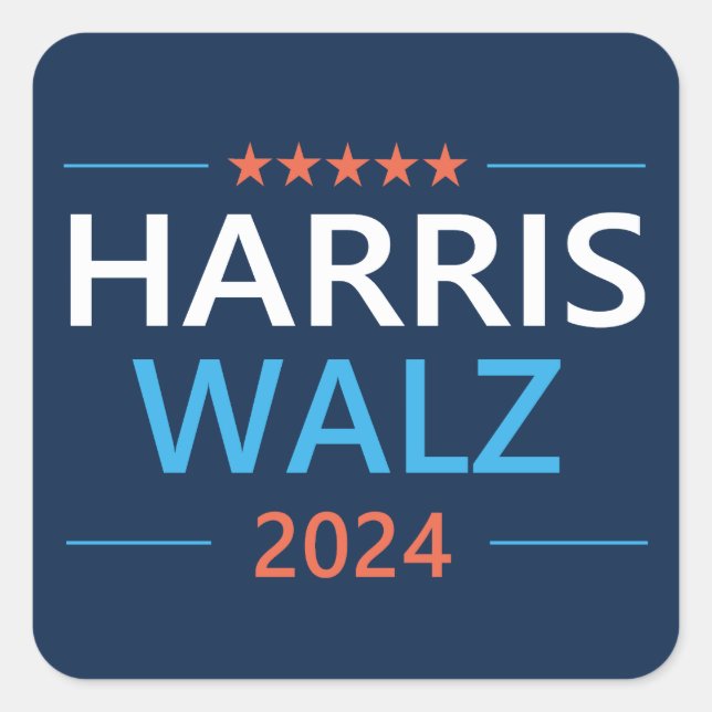 Sticker Carré Harris Walz 2024 pour Président (Devant)