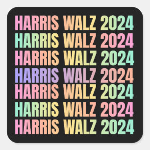 Sticker Carré Harris Walz 2024 Rainbow