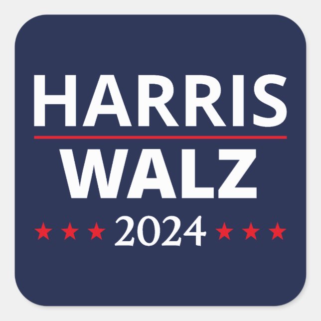 Sticker Carré Harris Walz Election 2024 III (Devant)