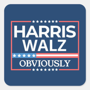 Sticker Carré Harris Walz. Évidemment. Kamala Harris Tim Walz