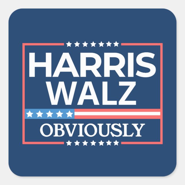 Sticker Carré Harris Walz. Évidemment. Kamala Harris Tim Walz (Devant)