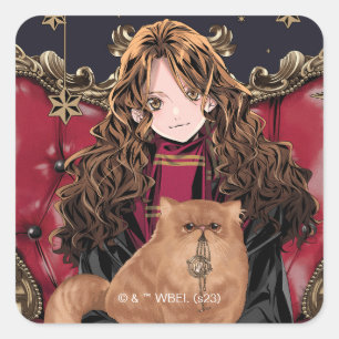 Sticker Carré HARRY POTTER™   Anime Hermione Granger assis