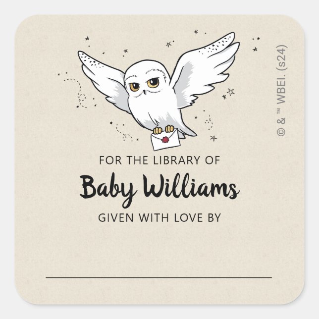 Sticker Carré HARRY POTTER™ Baby shower Cadeau Plaque livre cade (Devant)