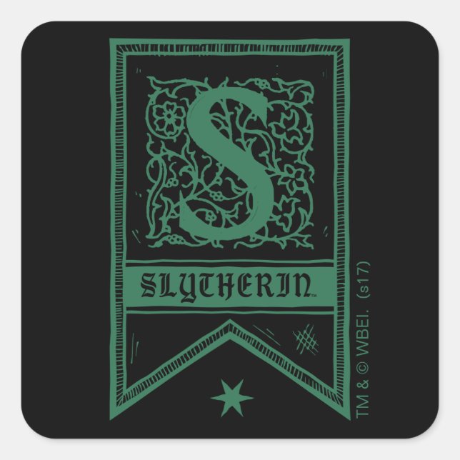Sticker Carré Harry Potter | Bannière Monogramme Slytherin (Devant)