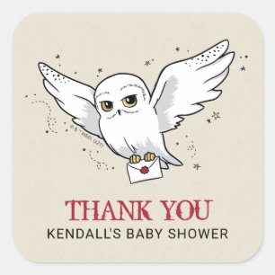 Sticker Carré Harry Potter Hedwig Baby shower Carré Merci
