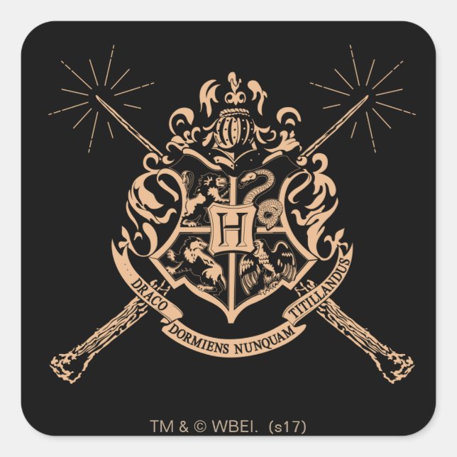 Sticker Carré Harry Potter | Hogwarts Crossed Wands Crest (Devant)