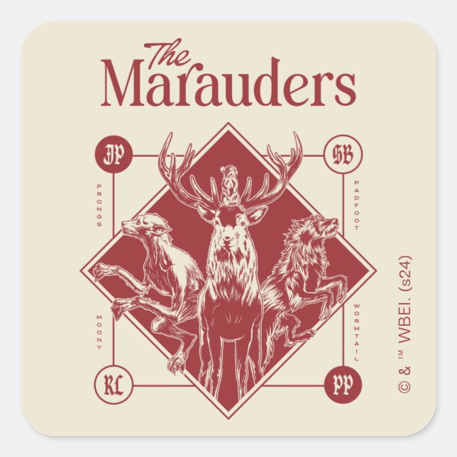 Sticker Carré HARRY POTTER™ Les Marauders Animagus Graphisme (Devant)