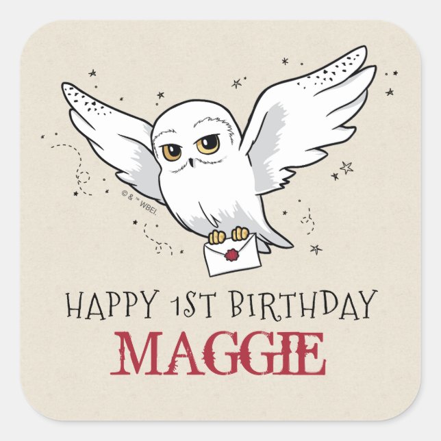Sticker Carré Harry Potter | Livraison spéciale d'anniversaire d (Devant)