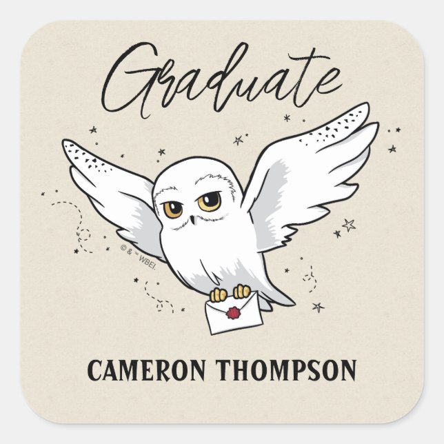 Sticker Carré Harry Potter | Remise de diplôme d'Hedwig (Devant)