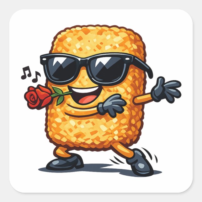 Sticker Carré Hash Brown Dansant (Devant)