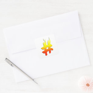 Sticker Carré #HASHTAG - Symbole hashtag en feu